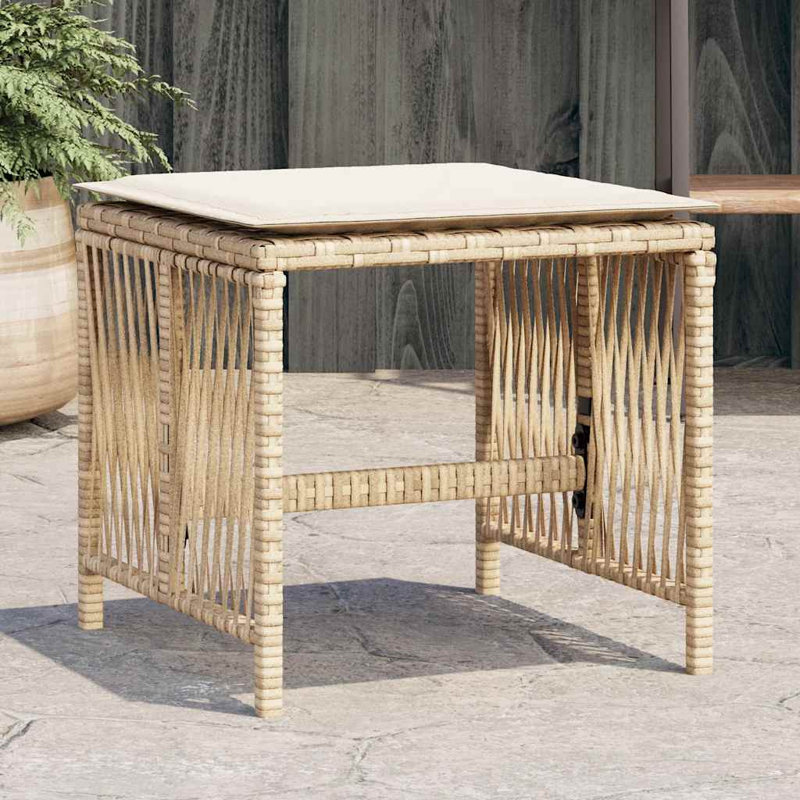 Outdoor Ottoman, Cream White, Beige