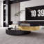 Modern Oversize 39.37 '' Round Coffee Table Set, Expandable Nesting Table Gold&Black Finish with Glass Top