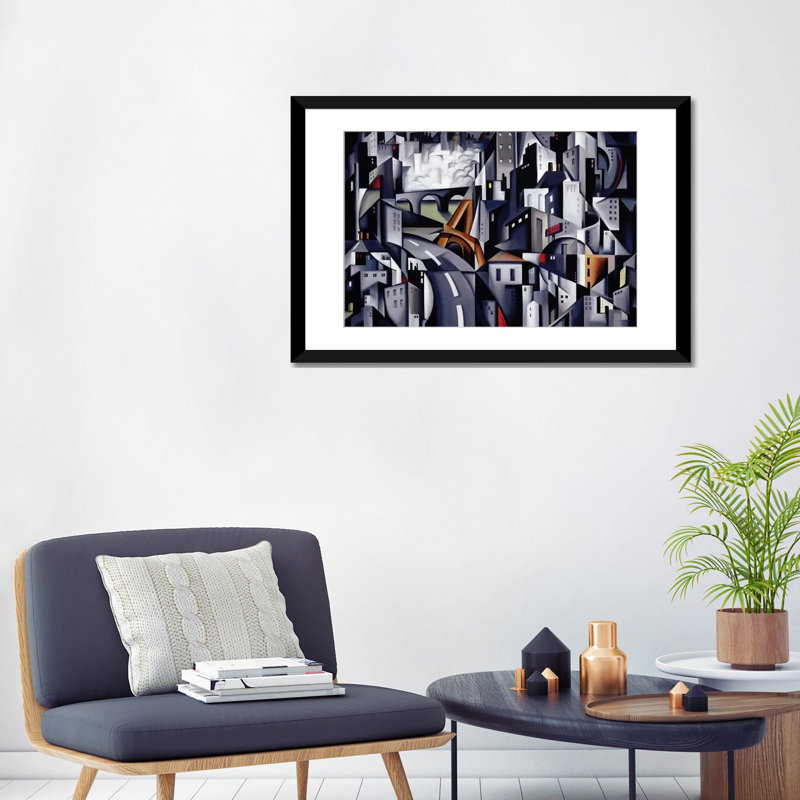 «La Rive Gauche» par Catherine Abel, impression sur toile tendue, H 16 po x l 24 po x P 1 po, Papier d'art encadré noir