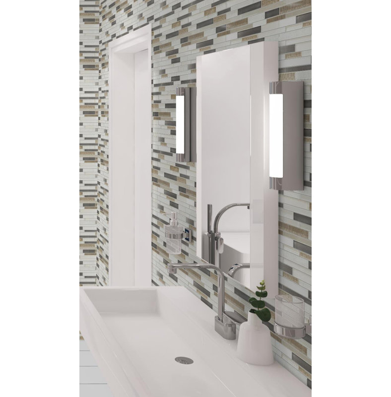 Reign Natural Stone and Glass Beveled Tile Mosaic Sheet, Scots