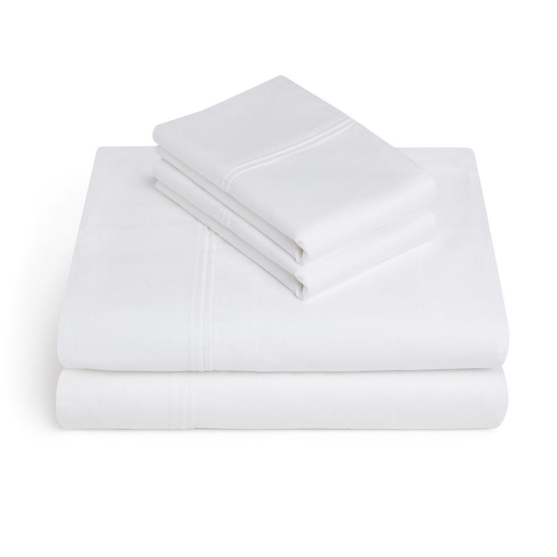 100% Cotton Sheet Set, King Sheet Set + 1 Fitted Sheet + 2 Pillowcases, White
