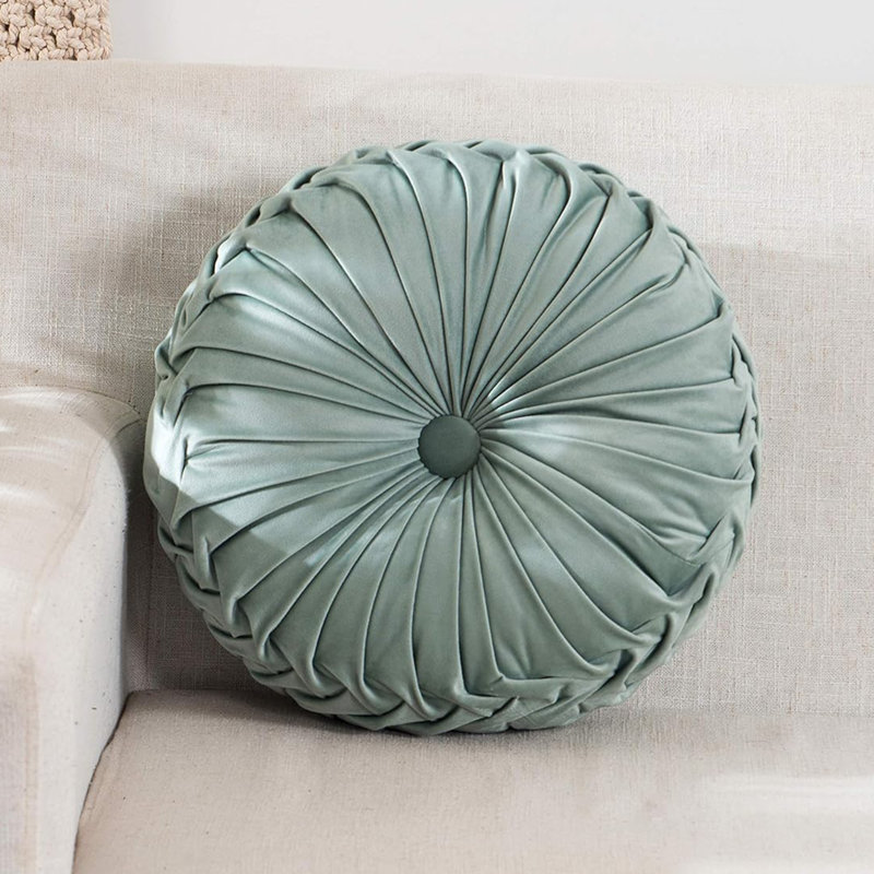 Coussin décoratif ultra doux en velours rond pour canapé (15 pouces), Vert clair