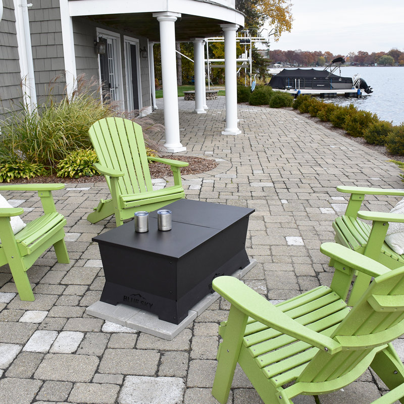 Black Steel Rectangle Fire Pit Lid with Drainage Design