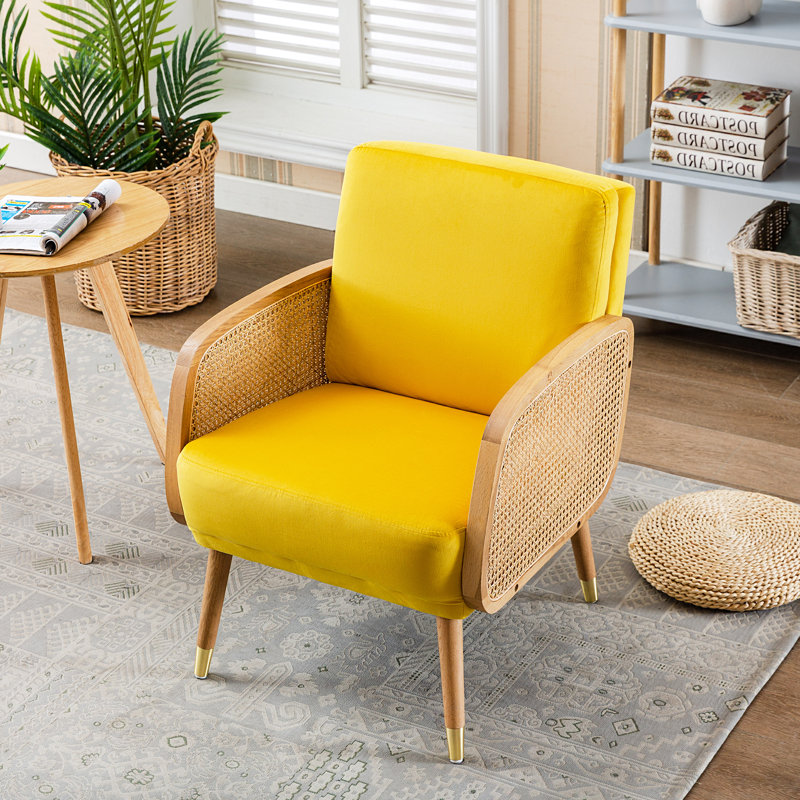 Edgao Velvet Armchair, Yellow
