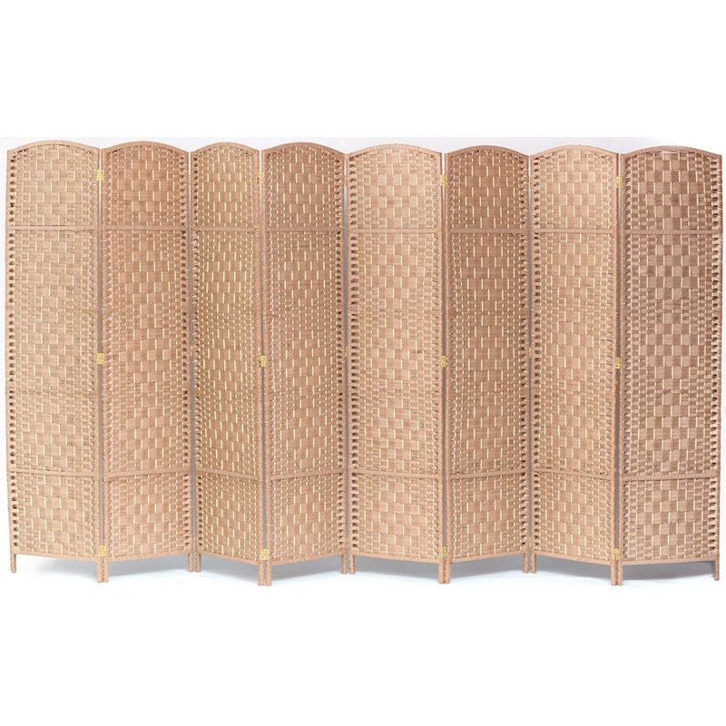 Paravent pliant en bambou de 71 po de hauteur avec garniture en bambou, Naturel, 8, H 71 po x l 140 po x P 1 po