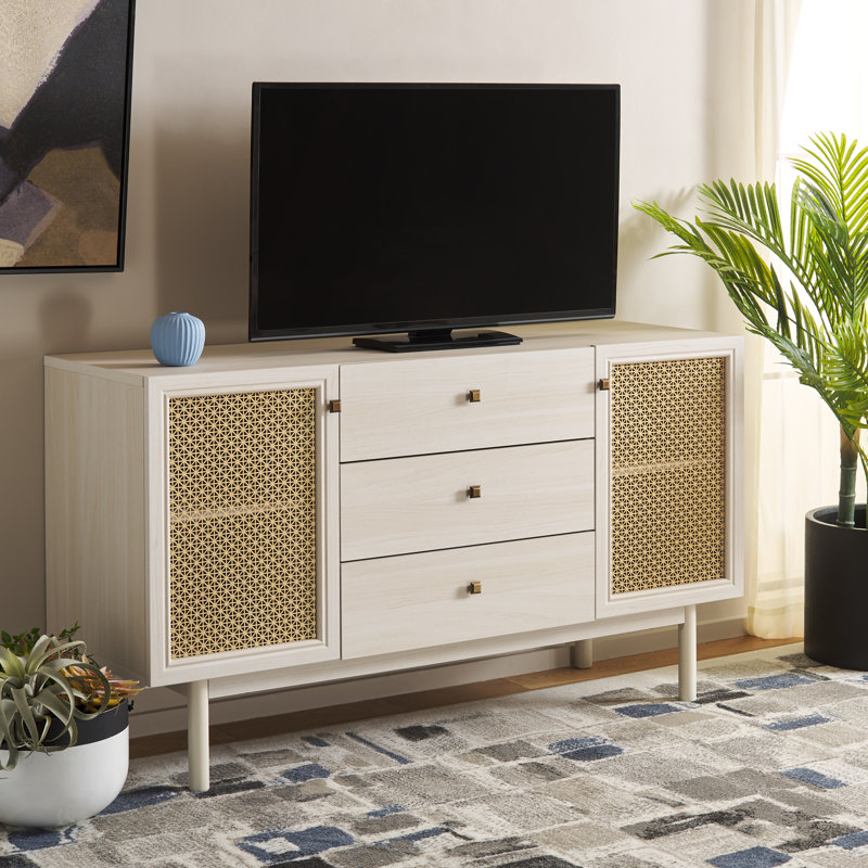 Ameiah Storage TV Stand, Bleached White