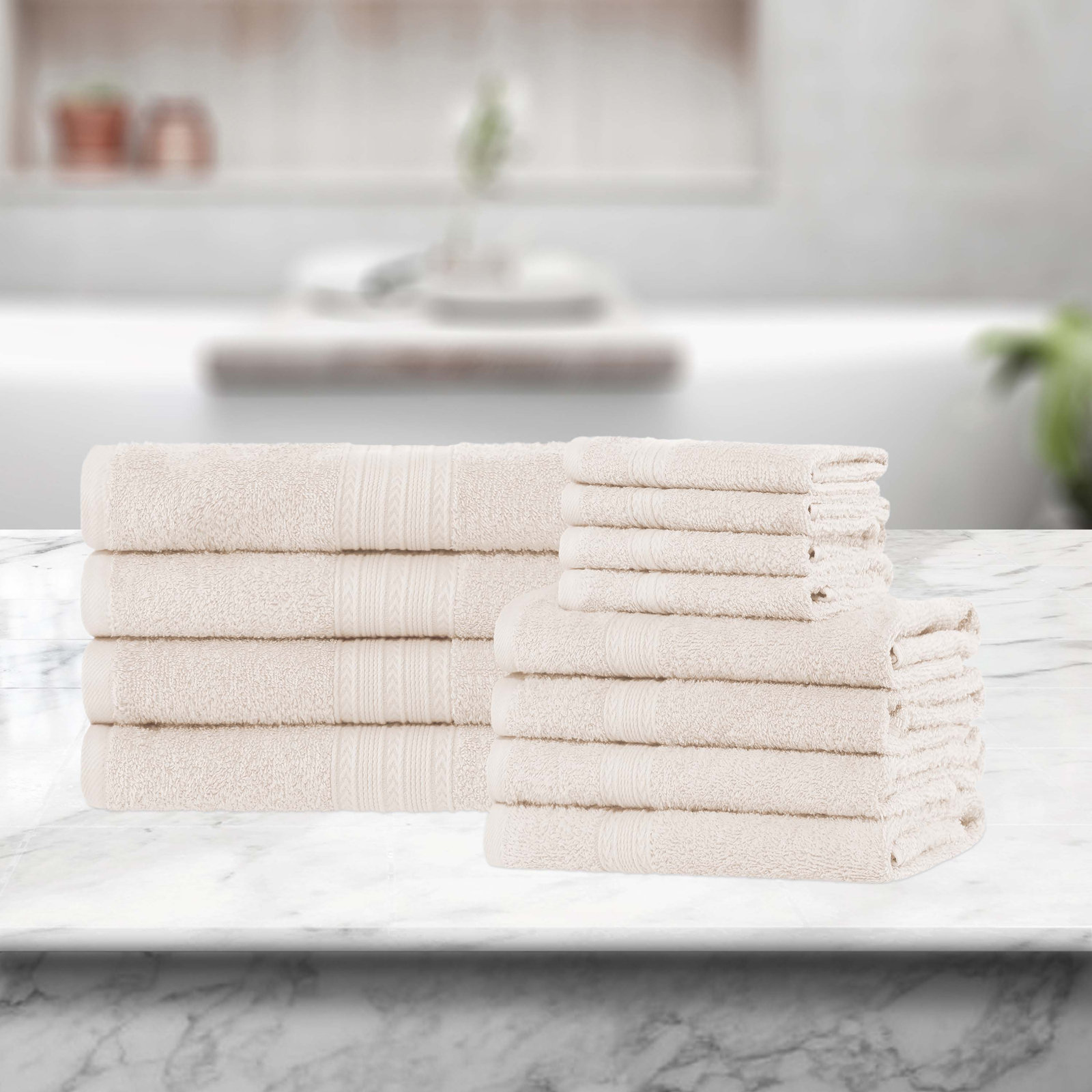 12-Piece Cotton Towel Set, Ivory
