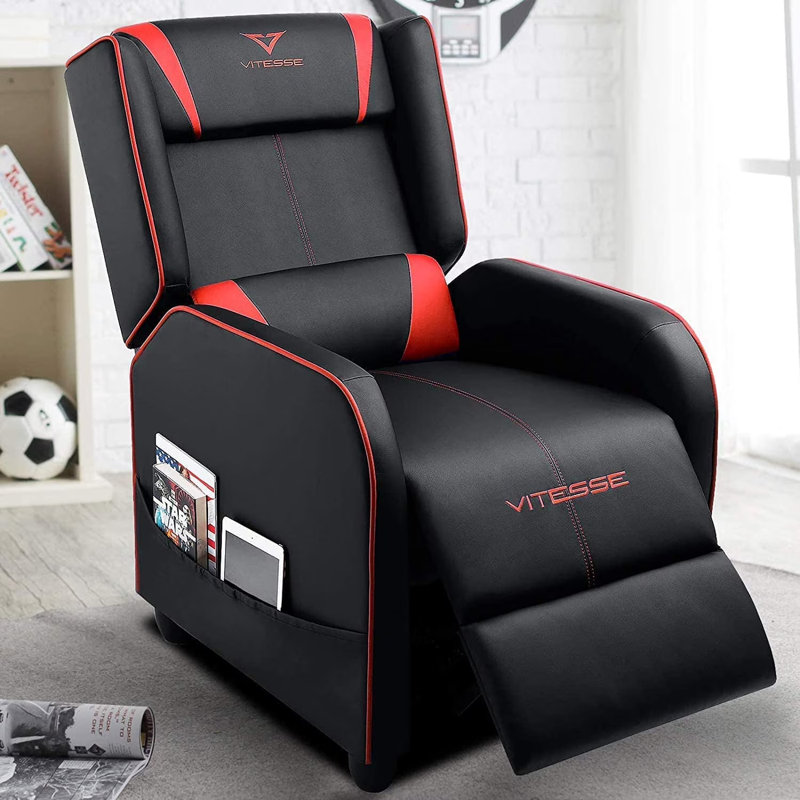 Recliner Chair Racing Style Single Ergonomic Lounge Sofa Modern PU Leather Home Theater Seat for Living Gaming Room