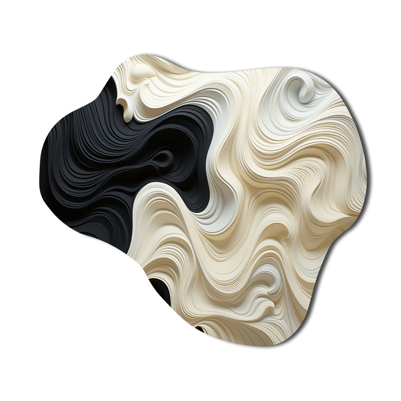 Corynne - Op Art, impression sur métal en nuage, art mural asymétrique en métal noir, H 22 po x l 30 po