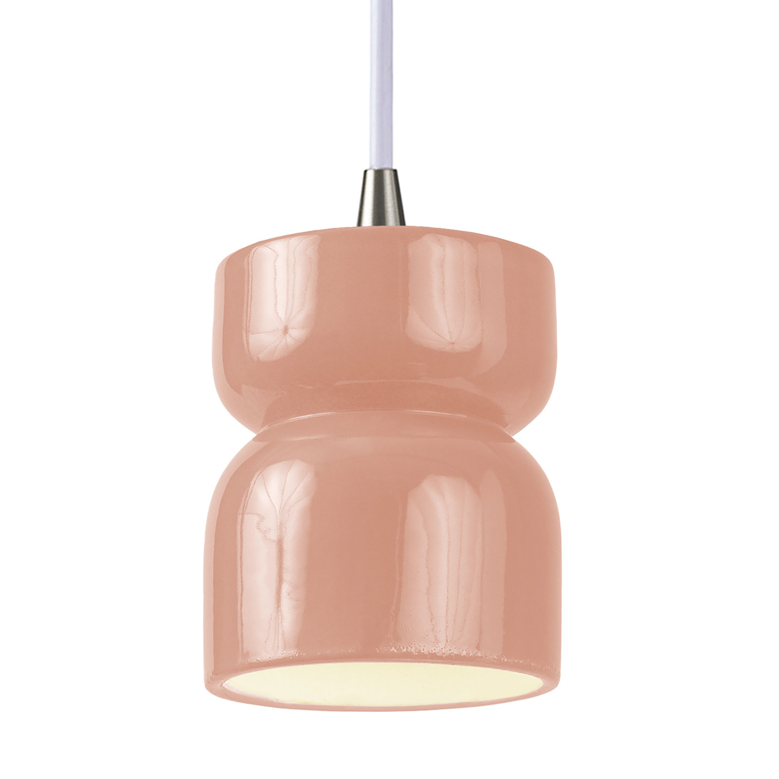 Nysta Ceramic Dimmable Pendant, Gloss Blush, Brushed Nickel