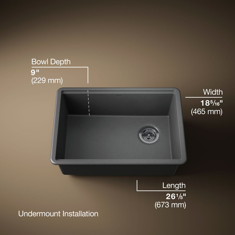 Billings Undermount Single-Bowl Workstation Kitchen Sink, Black