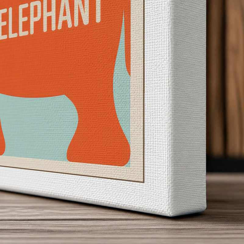 Elephant Study Grid Mid-Century - Wrapped Canvas, 30x20 - 76.2 x 50.8 cm, White Border