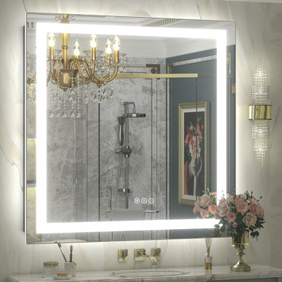 Wayfair Basics® UL Certified Front & Back LED Anti-Fog Tempered Glass Bathroom/Vanity Mirror with 3-Year Warranty