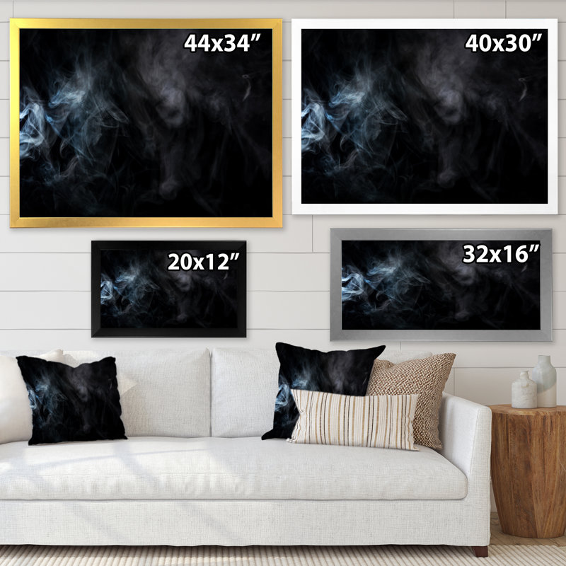 Tempête mystique grise et noire - œuvre d'art moderne sur toile, H 8 po x l 12 po x P 1 po, Cadre photo argenté