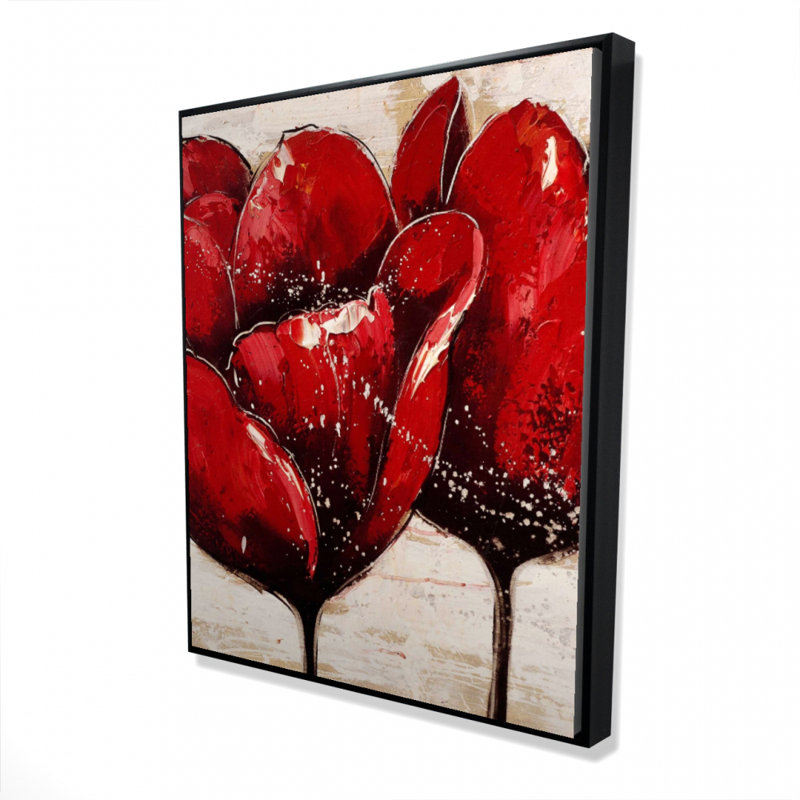 Red Tulips Closeup Print On Canvas