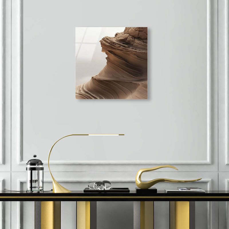 Stoic Sandstone I High-Gloss Frameless Acrylic Glass Wall Art Abstract Print by Oliver Gal, Ready to Hang, 12 x 12