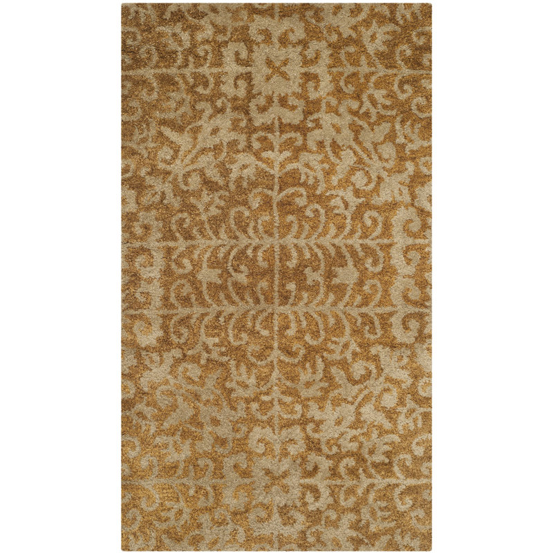 Dunbar Hand-Tufted Wool Gold/Beige Area Rug, Rectangle 2'3" x 4'