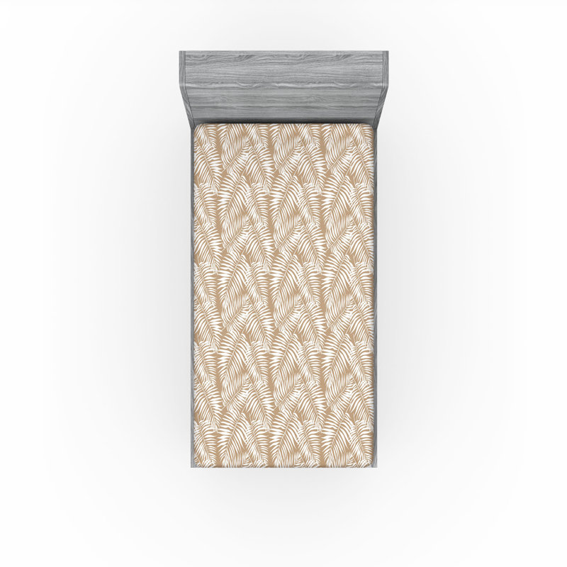 Microfiber Fitted Sheet, Twin XL Fitted Sheet, Pale Brown White Floral