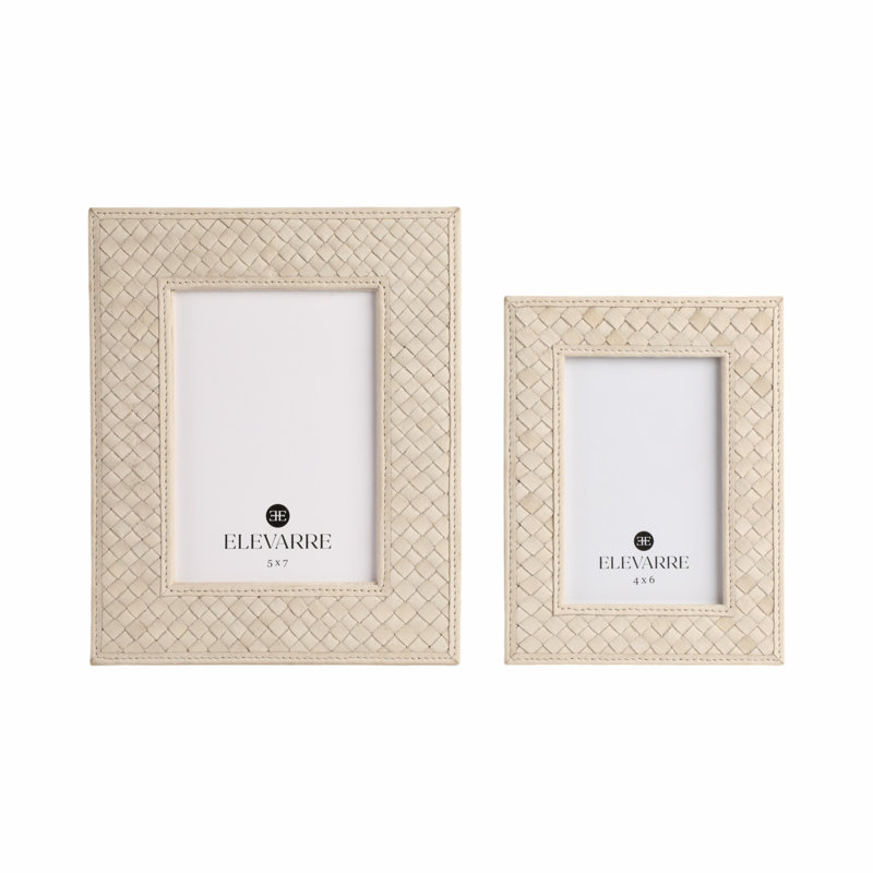 Sagebrook Home Luanda Lether 5X7 Photo Frame, Cream, 4" x 6"