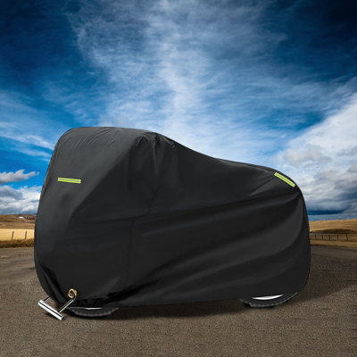 Wothsi 210D Oxford Motorcycle Cover, Waterproof Dustproof Bike Protector With Reflective Strips & Lock Hole, 104"×41"×49"/265*105*125 cm For Standard Cruiser Touring Motorcycles