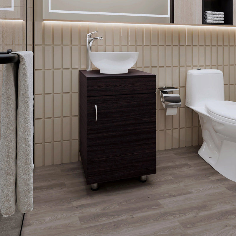 Meuble-lavabo de salle de bain avec lavabo intégré, Marron foncé