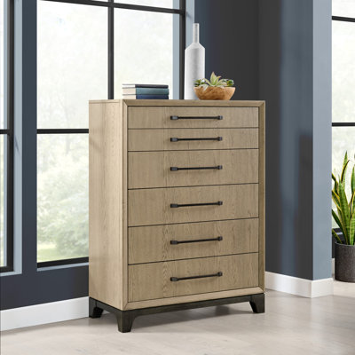 Commode 6 tiroirs caramel et cacao