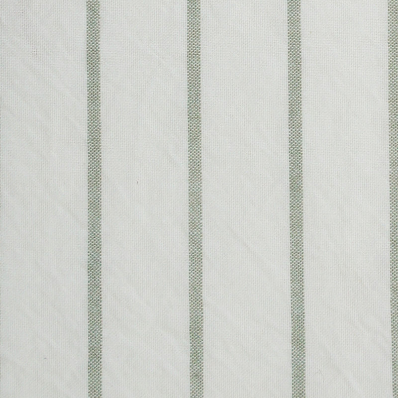 Ensemble de housse de couette à rayures 100% coton lavé MooMee, Larges rayures - blanc / vert sauge