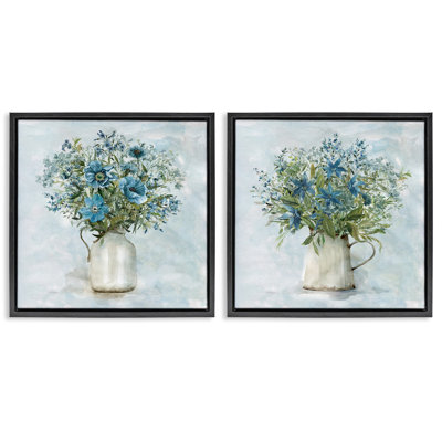 Ensemble de 2 toiles flottantes encadrées Country Mixed Floral Bouquets par Carol Robinson