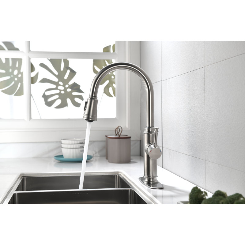 Single Handle Kitchen Faucet, Dirt Surface Brushed Nickel 10.3 In. Package Width Suitable