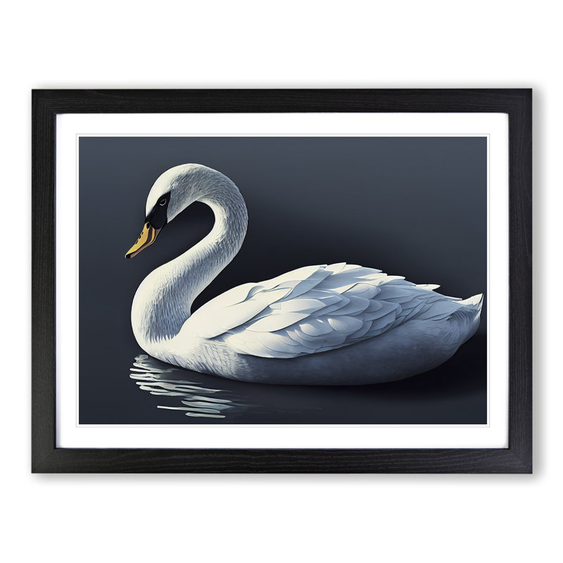 XH1022-8668X Super Swan - Single Picture Frame Print, Black, 25cm H x 34cm W x 2cm D
