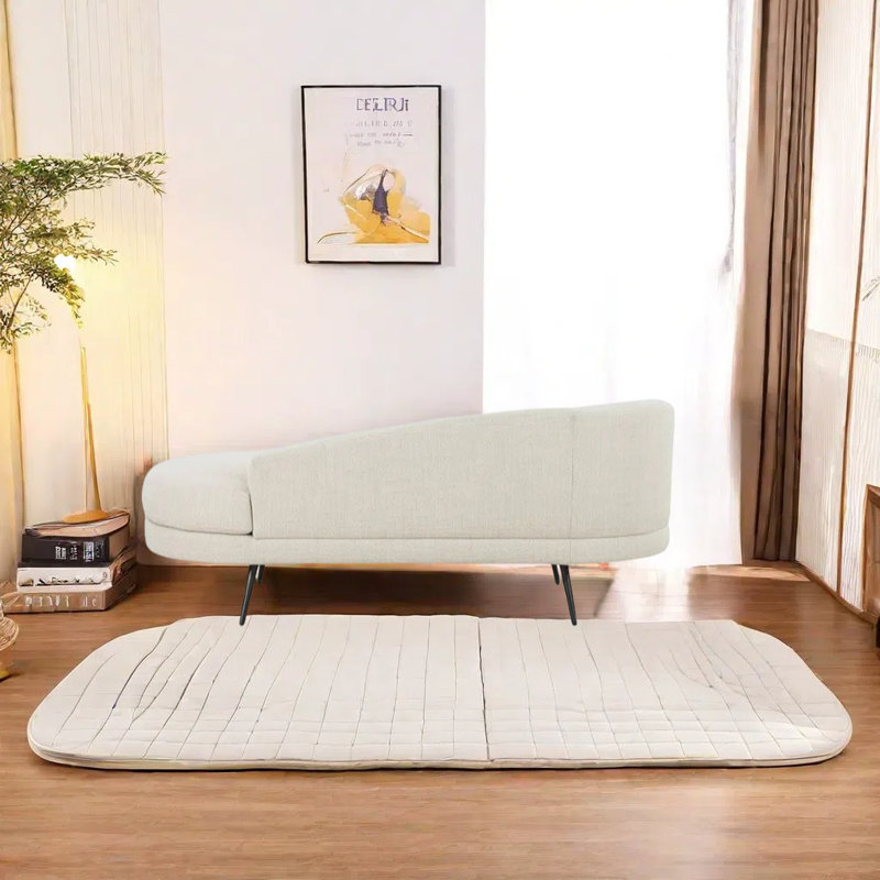 Chaise longue en tissu avec pieds en métal, Orienté à gauche (vu de face), Blanc crémeux