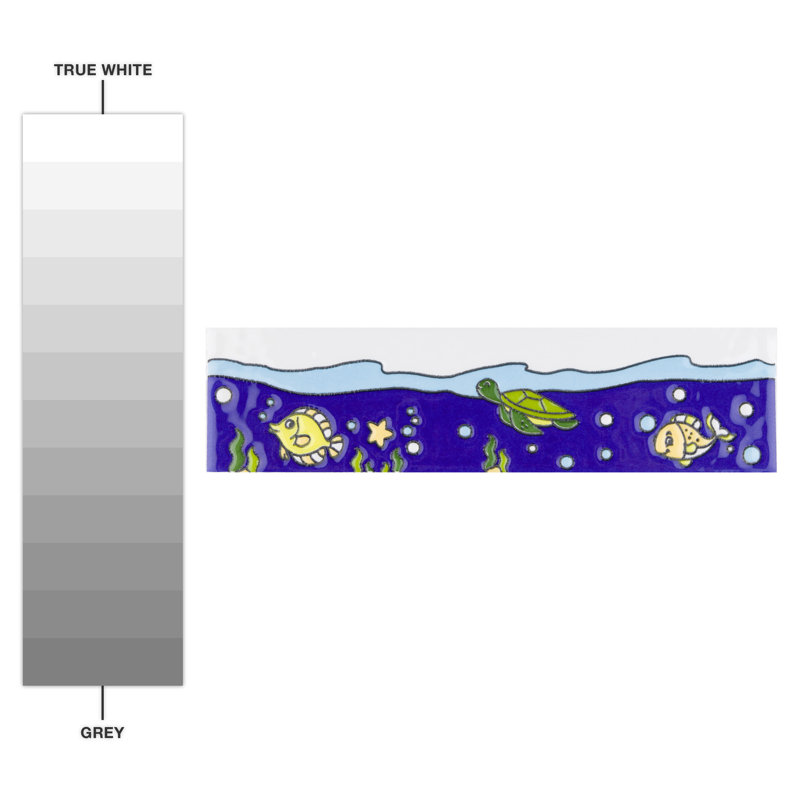 Captain Fishie 2" x 8" Matte Ceramic Specialty Trim in Navy Blue/Green