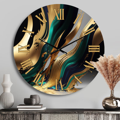 Horloge murale verte et dorée II