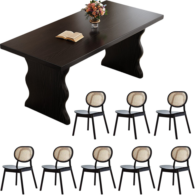 Ensemble de salle à manger Black Wood, H 29,9 po x L 78,7 po x l 34,6 po