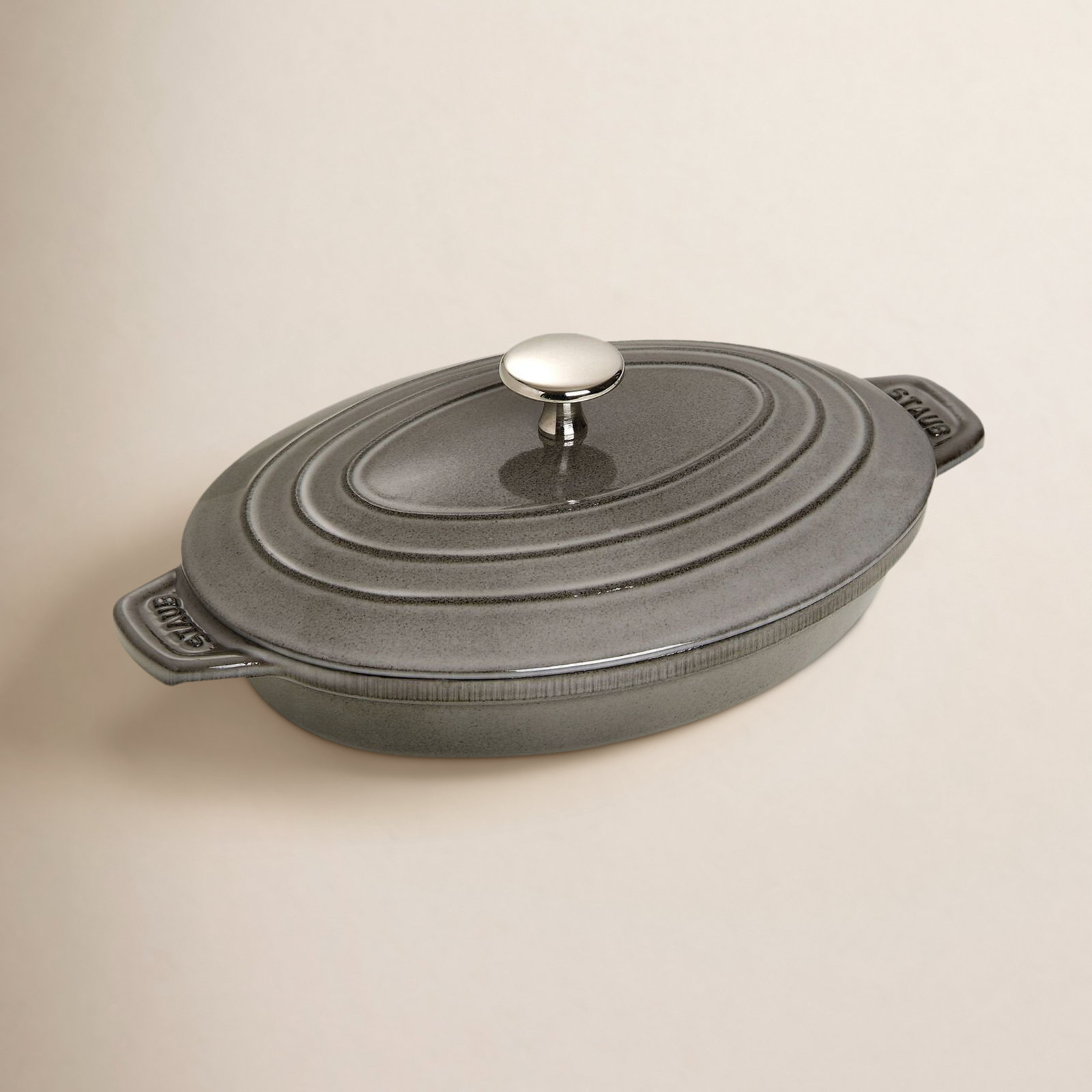 Enameled Cast Iron Oval Braiser, Graphite Gray