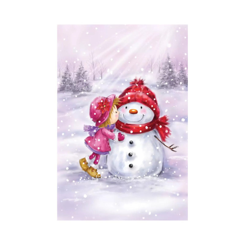 Girl Kissing Snowman by MAKIKO - Wrapped Canvas Painting, 66.04 cm H x 45.72 cm W x 1.91 cm D