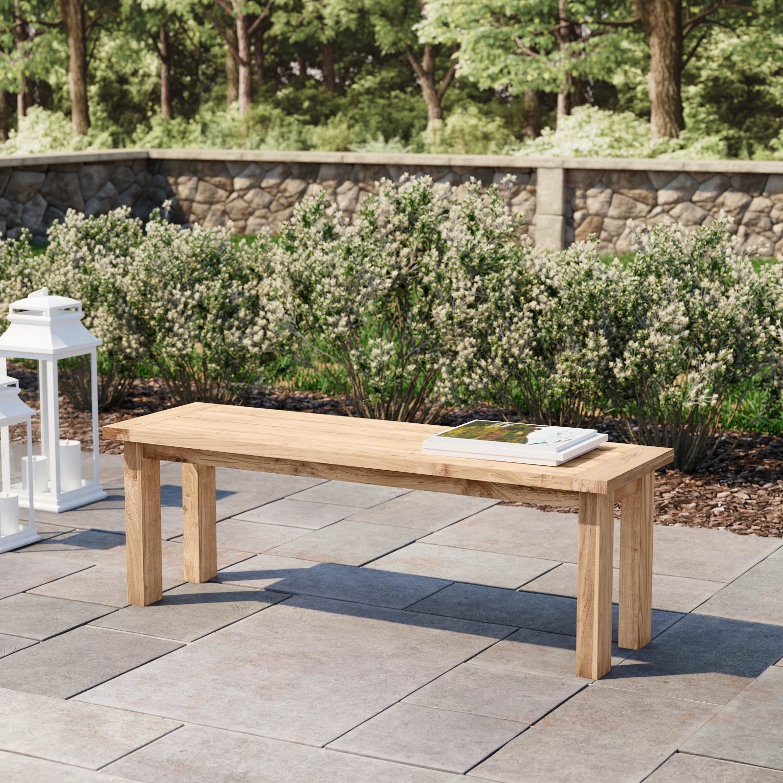 Morones Teak Picnic Bench, 17.7" H x 51.2" W x 15.7" D