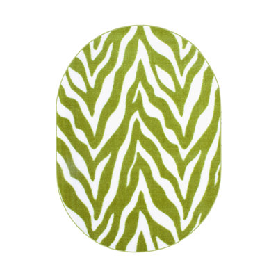 Tapis vert / beige à imprimé animal