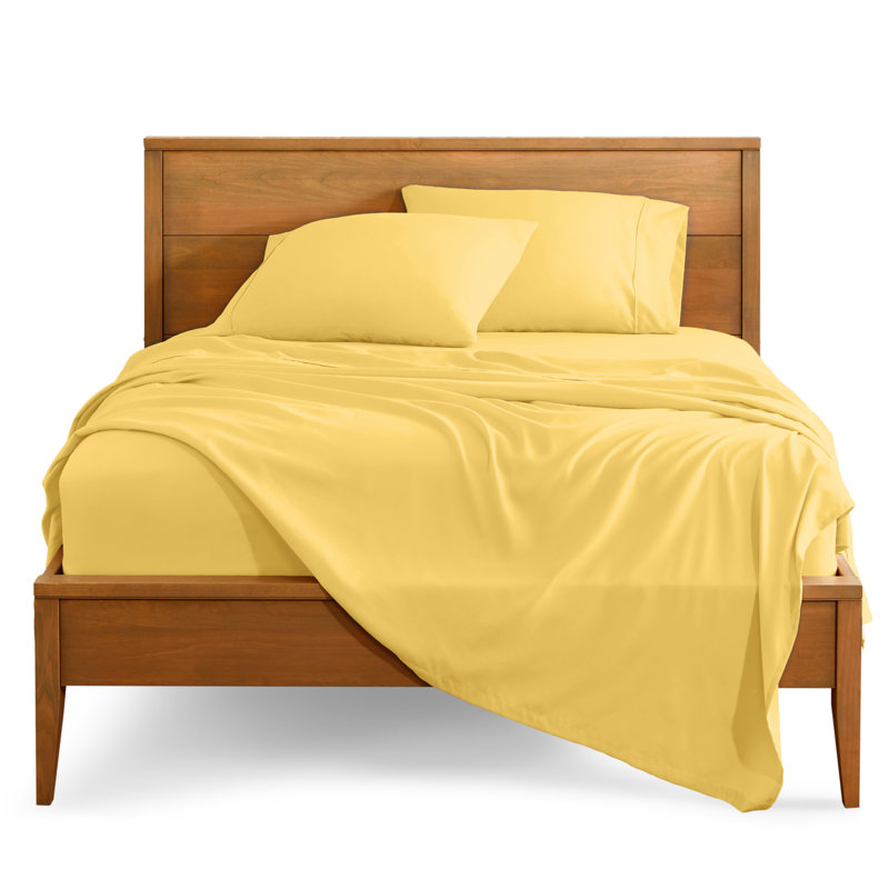 Bare Home Ultra-Soft Microfiber Sheet Set, Queen Sheet Set + 1 Fitted Sheet + 2 Pillowcases, Lemon Drop