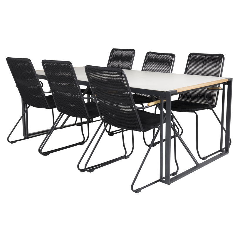 Deandre 6 - Person Patio Dining Set Extendable Rectangular Table