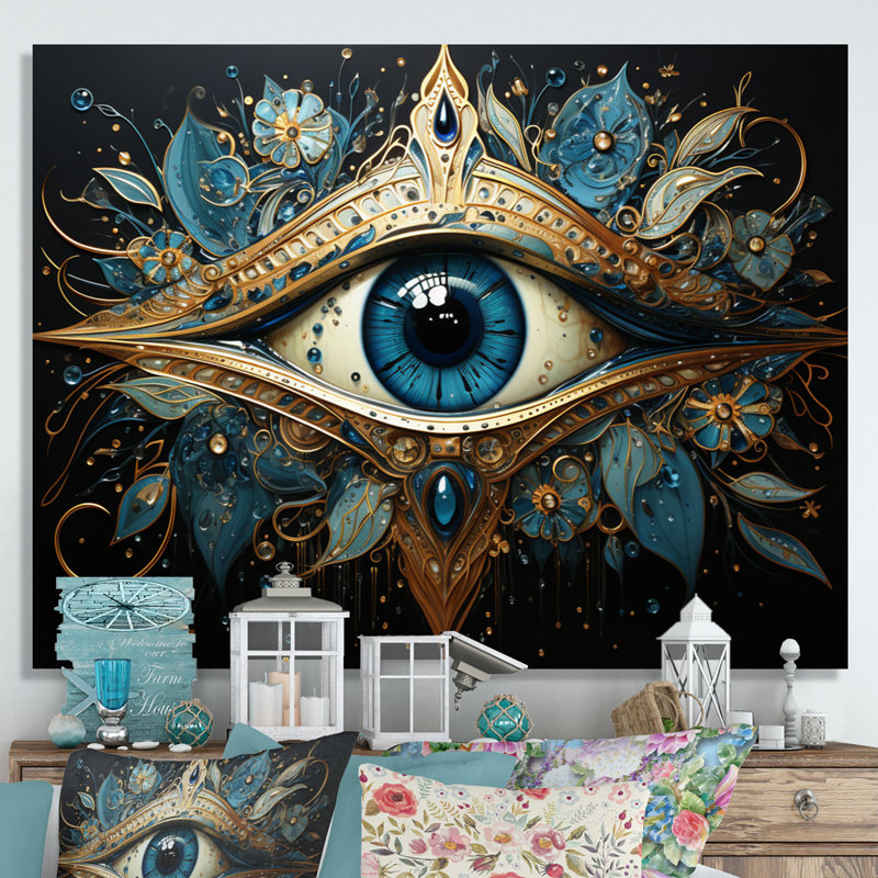 Judaism Hamsa Blessings Eye I - Judaism Wall Art, Toile tendue, H 34 po x l 44 po x P 1,5 po