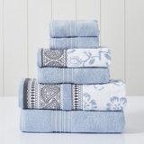 Ensemble de 6 fils Modern, 2 serviettes de bain, 2 serviettes à main, 2 débarbouillettes tissées en jacquard / serviettes de bain Ophelia