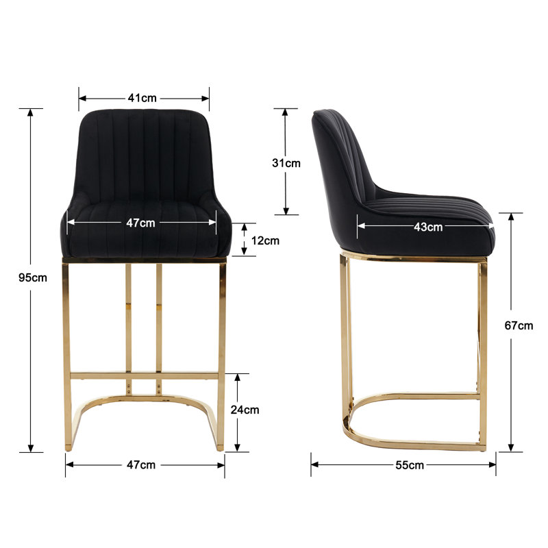 Besik Counter Stool with Metal Frame, Black