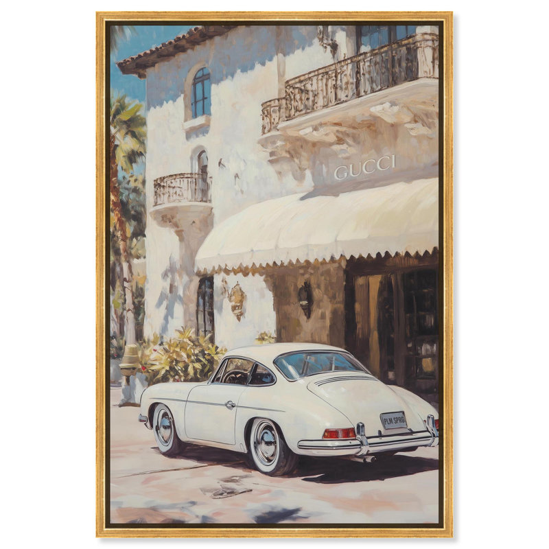 «Light Palm Hotel», reproduction d'art sur toile par Glam Art Remedy, H 16 po x l 11 po, Cadre doré