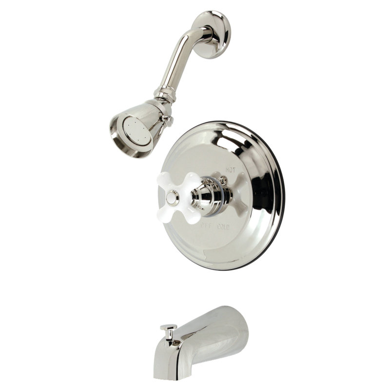 Kingston Brass Restoration Single-Handle Pressure Balanced Tub and Shower Faucet, Polished Nickel