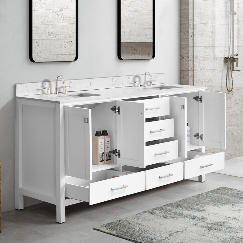 Meuble-lavabo 72 po avec double lavabo 72 po, Blanc