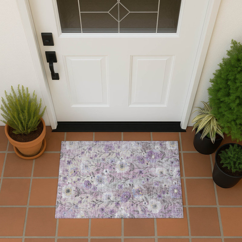 Machine Washable Indoor/Outdoor Chantille ACN2403 Floral Rug, Rectangle 1'8" x 2'6"