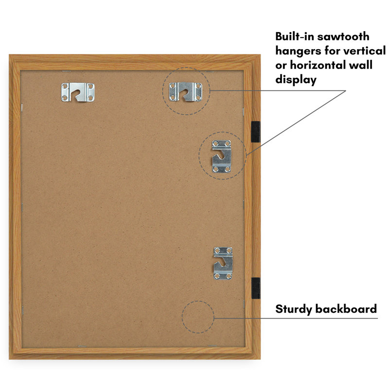 Wiedeman Kids Art Frame 10 x 12.5” with 8.5 x 11” Mat - Composite Wood with Glass (Set of 2), Oak