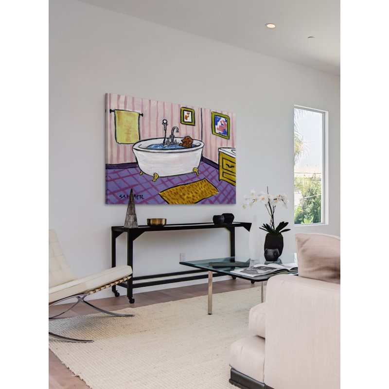Dachsund Bath by Jay Schmetz - Print on Canvas, 12" H x 18" W