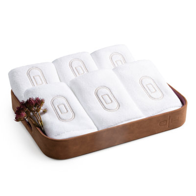 BROWN SUEDE OVAL MONOGRAM GIFT SET-A